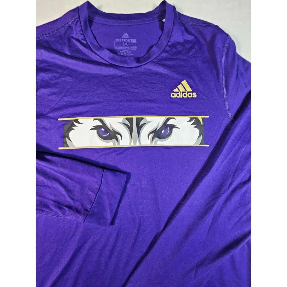 Adidas Creator Tee Mens‎ Large Purple Long Sleeve Wolf Eyes  AEROREADY Shirt